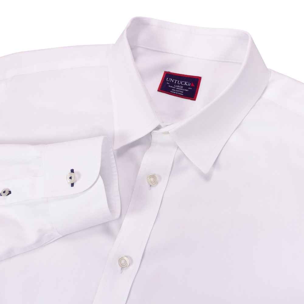 UNTUCKit Slim Fit Shirt Mens Large White Cotton Wrinkle Free
